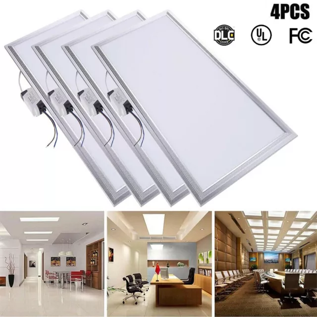 4 Pack 2X4Ft 72W Recessed Ceiling Flat LED Light Panel Commercial Light Fixtures