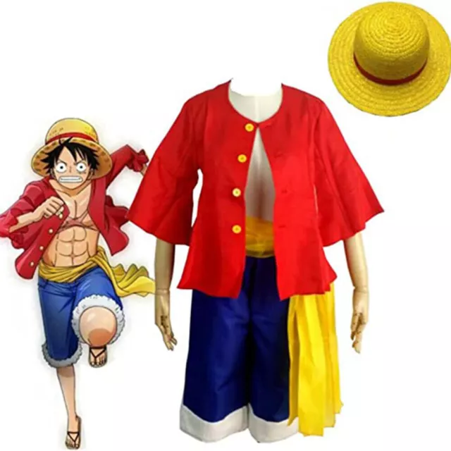 Anime ONE PIECE Monkey·D·Luffy Cosplay Costume Halloween Fancy Party With Hat