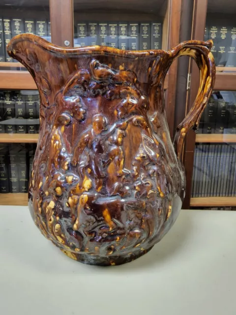 Rockingham Benningto Brown 9 in Pitcher w Huntion Sceen w Shipping Included