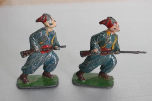 Lot De 2 Soldats Plomb Quiralu - Cheval Et Canon - Jouet Ancien