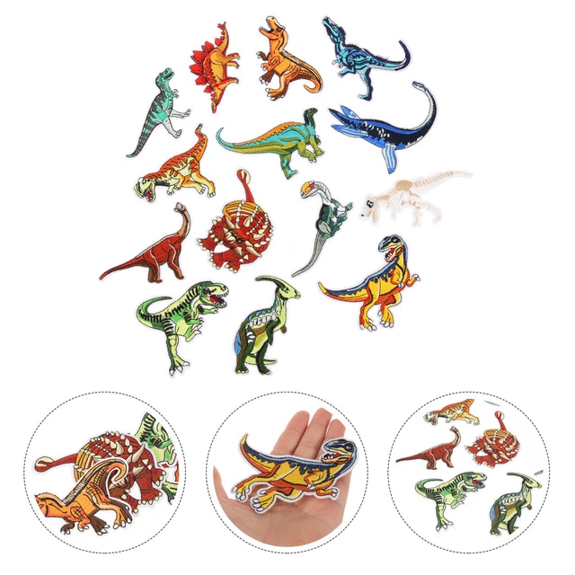 14 Stück Dinosaurier-Stickapplikationen, Cartoon-Dinosaurier-Patches, schöne
