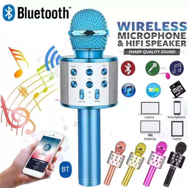 Bluetooth Karaoke Mikrofon Tragbares Handmikrofon für Kinder und Erwachsene NEU
