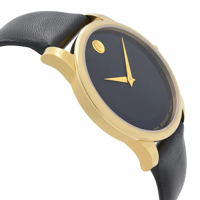 Orologio Svizzero Movado Da Uomo Oro, Quadrante Nero Pelle Museo Classico 0606876 2
