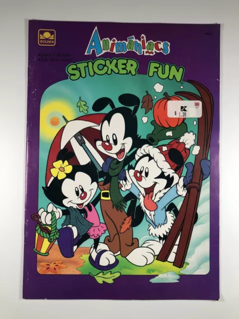 1995 Vintage Golden Books Animaniacs Sticker Fun Activity Coloring Book Used