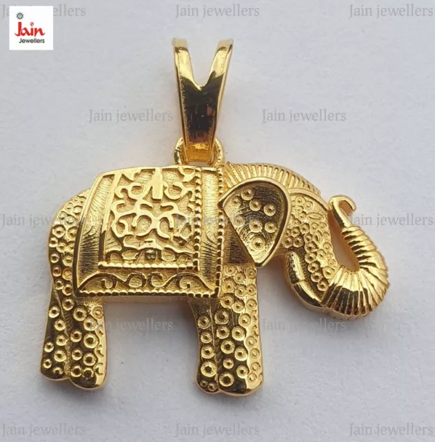 18 Kt, 22 Kt Hallmark Real Yellow Gold Elephant Necklace Pendant 10-18 gm 28 MM