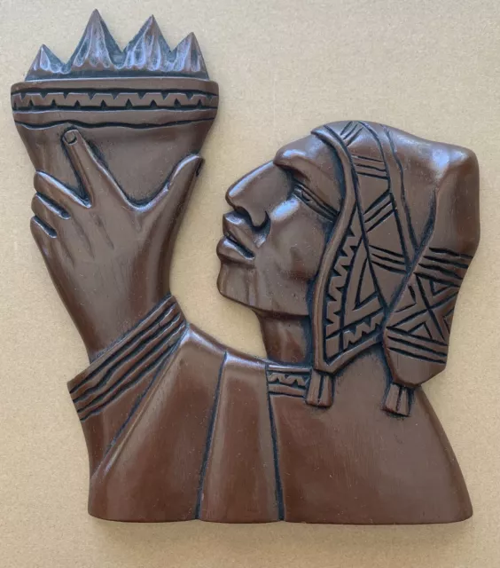Chasqui (Messenger Of Inca Empire) Vintage Peru Hand Carved Wood Wall Hanging Chasqui (Messenger Of Inca Empire) Vintage Peru Hand Carved Wood Wall Hanging