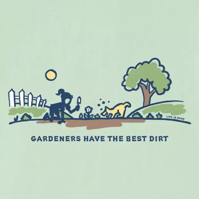 MediumNWT Women's Life is Good Jackie Rocket Dirt Gardening Green SS Crusher Vee