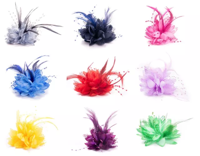 Flower Feather Comb Fascinator Wedding Races Proms Bridal Hair Accessory