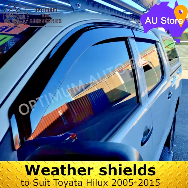 Black Tinted Weather Shields Windows Visors so suit Toyota Hilux N70 2005-2015