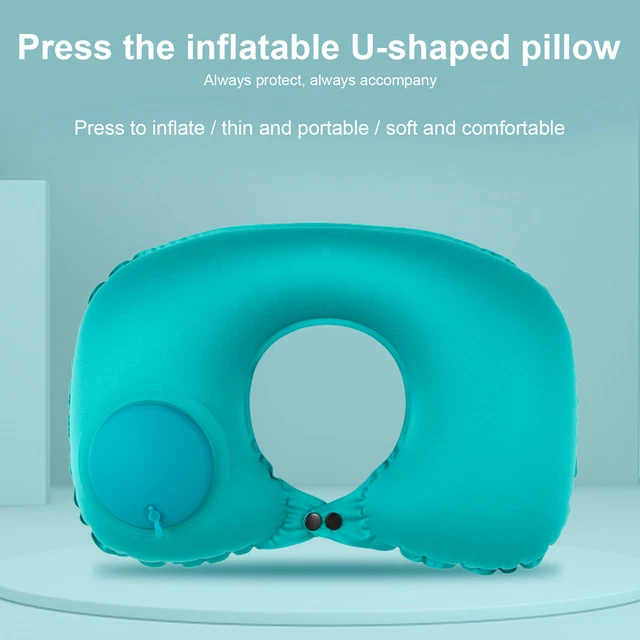 1x Portable Inflatable U Shaped Travel Neck Pillow Car Flight Head Rest Cushion 2