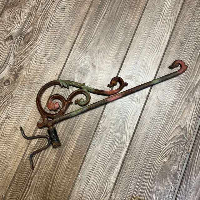 Antique Garden Swivel Arm Hook Cast Iron Salvage