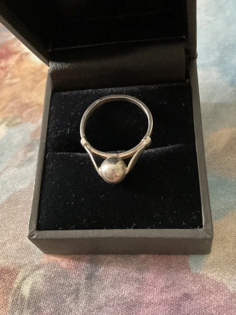 Bague Art Déco En Argent Massif - Poinçon Crabe Sur Charançon - Taille 53 - Occasion