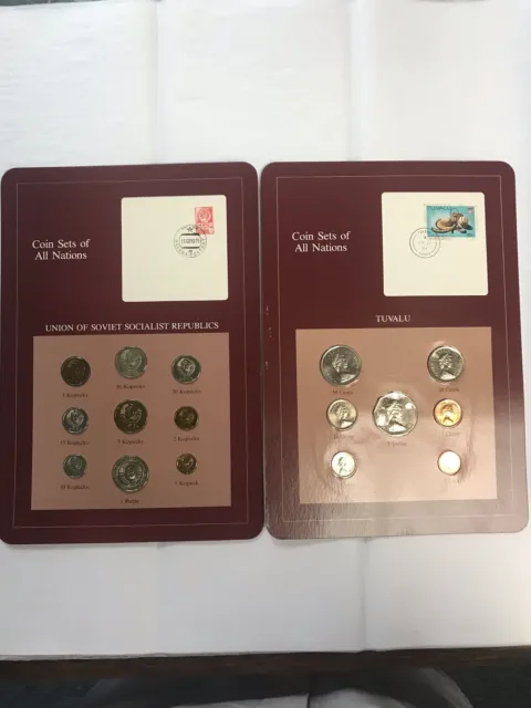 Lot of 2 - Franklin Mint - Coin Sets of All Nations - Tuvalu & USSR