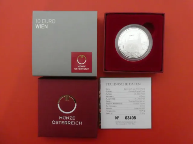 Österreich, 10 Euro, Wien, 2015, Silber, PP, im Etui, original