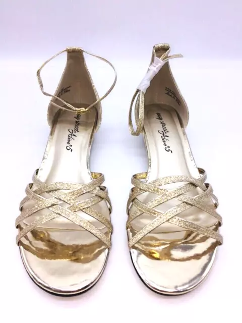 Easy Street Tarrah Wedge Slingback Sandals -GOLD Glitter, US 7.5M 3