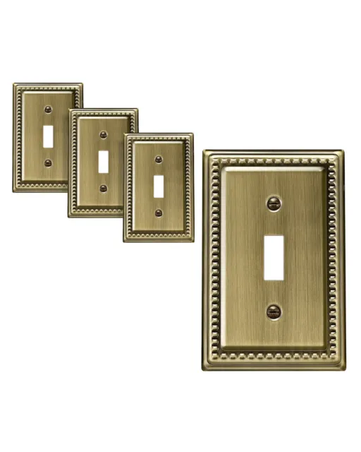 DEWENWILS 4-Pack Antique Brass Light Switch Cover, Metal Toggle Wall Plates