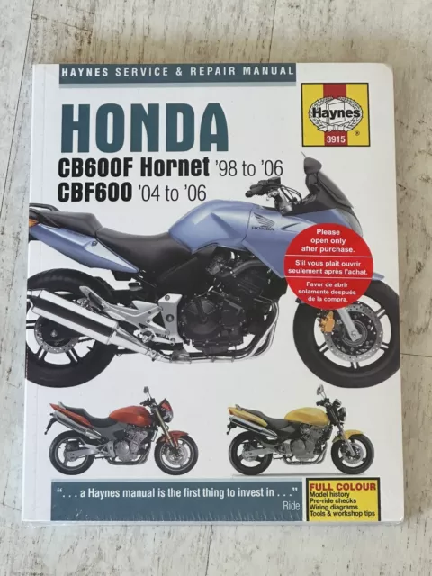 NEW - Haynes Manual 3915 - Honda CB600F Hornet, '98 to '06 & CBF600, '04 to '06