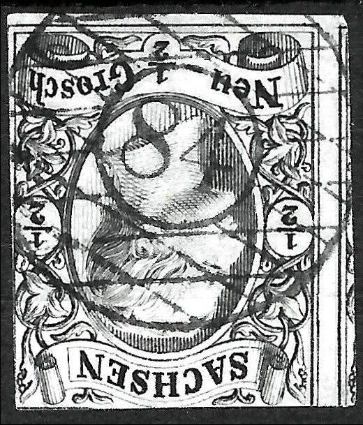 Sachsen Nummernstempel ~ N84 Tharandt~ MiNr. 8 ~ 1/2 Ngr.