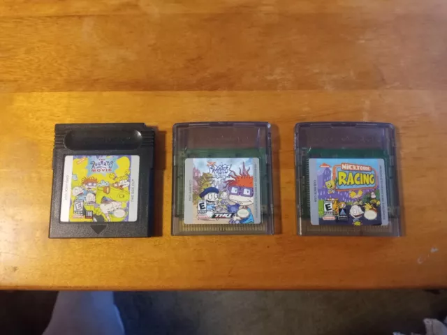 Game Boy Color Games Lot (3) Rugrats Movie, Rugrats in Paris, Nicktoons Racing
