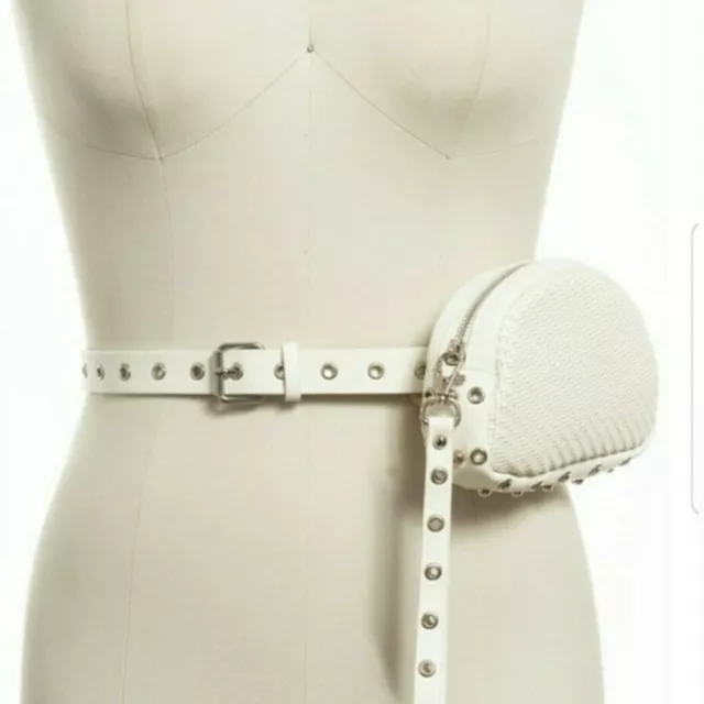 INC International Concepts Convertible Woven Belt Bag sz xl white