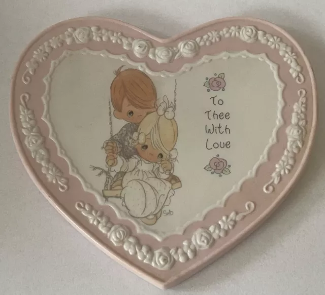 Precious Moments Heart Plaque “To Thee With Love” 1994 Young Love Hangs 4”x 4”