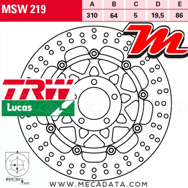 Disque de frein Avant TRW MSW 219 Suzuki GSF 1200 Bandit, S Bandit (GV75A) 1998