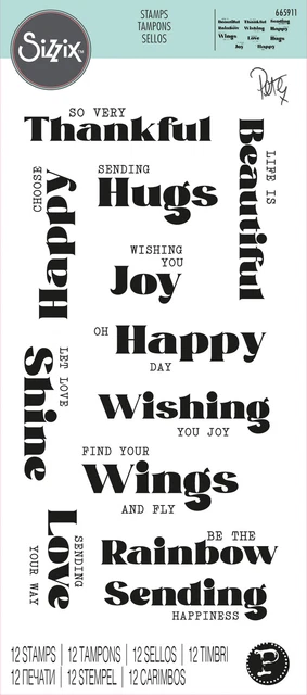 Sizzix Good Vibes #4 Clear Stamps Set  12pc by Pete Hughes