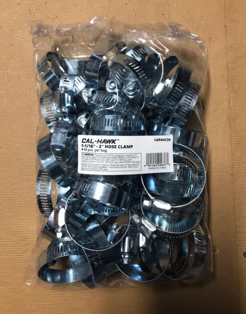 50 Pc Hose Clamps 1-1/16" To 2" Radiator Heater Adjustable Band Steel Worm Clip