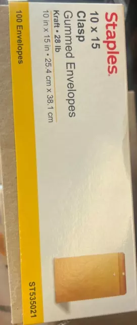 Staples Gommé Catalogue Envelopes 10 " L X 15 H Marron 100 / Boîte (ST535021) 3