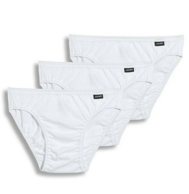 NEW MEN'S JOCKEY 3pack (White) Color Bikini Briefs Underwear 100