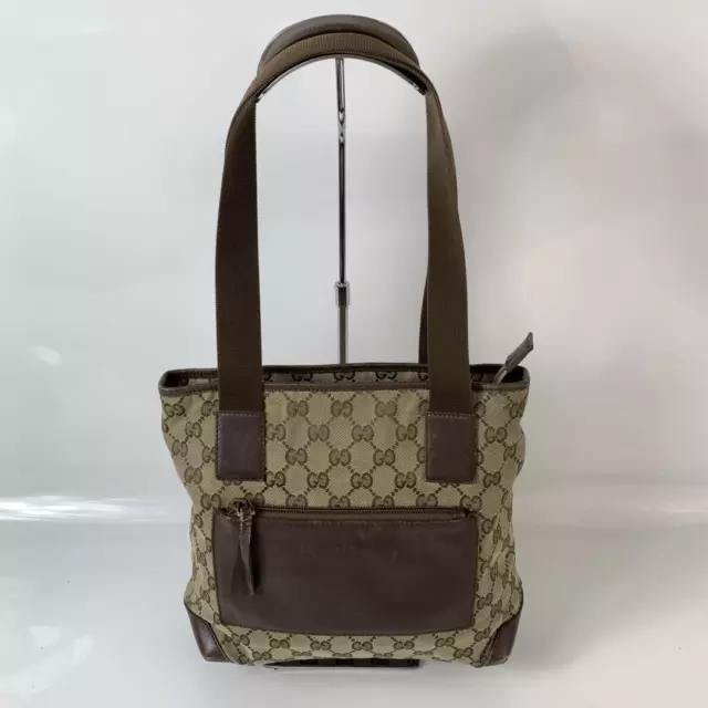 GUCCI TOTE BAG Shoulder GG Canvas Leather Brown Authentic MBa0725 $265. ...