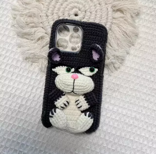 Kitty DIY Knitted Phone Case Finished Handmade Customized Knitwear Phone Case