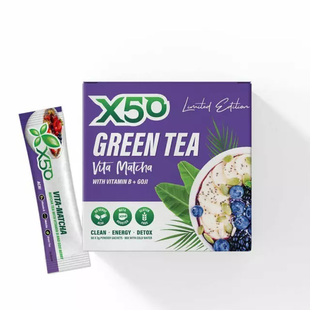 Green Tea X50 Vita  Matcha  Acai 60 Srv // Weight Loss Detox Energy Antioxidant