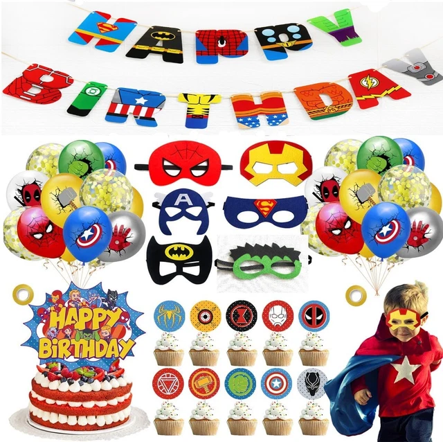 Marvel Superhero Kids Birthday Party Decoration Bunting Avengers Flag Banner Set