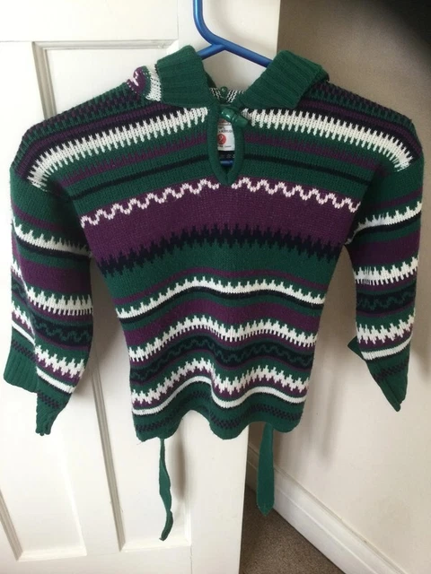 Vintage 1970's - Girl's Striped Hooded Jumper - Age 9 - St Michael
