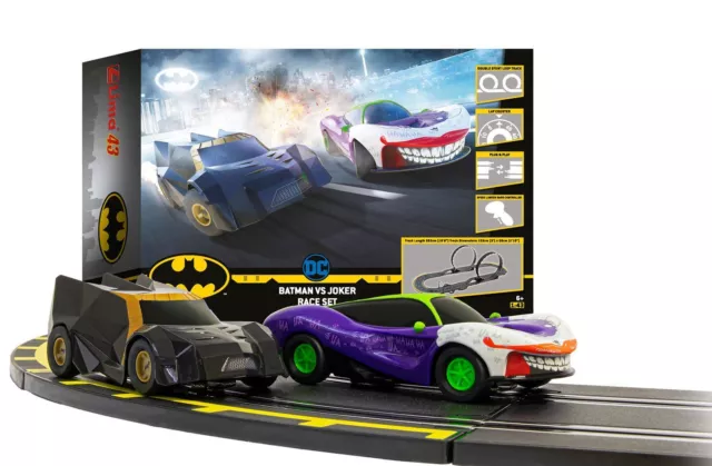 Batman vs Joker Slot Car Autorennbahn Komplettset Set mit Loopings by Scalextric