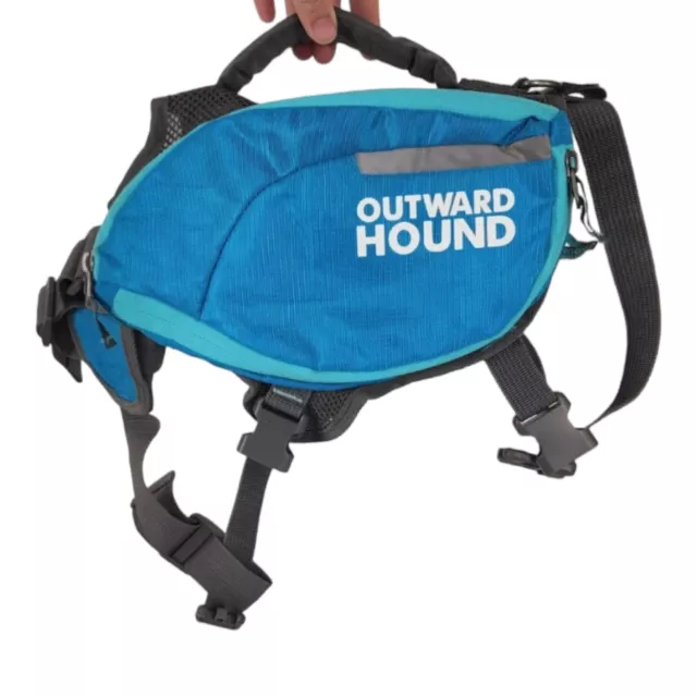 Outward Hound Dog Backpack Hiking Saddlebag   Blue Zippe Travel Carrier sz M
