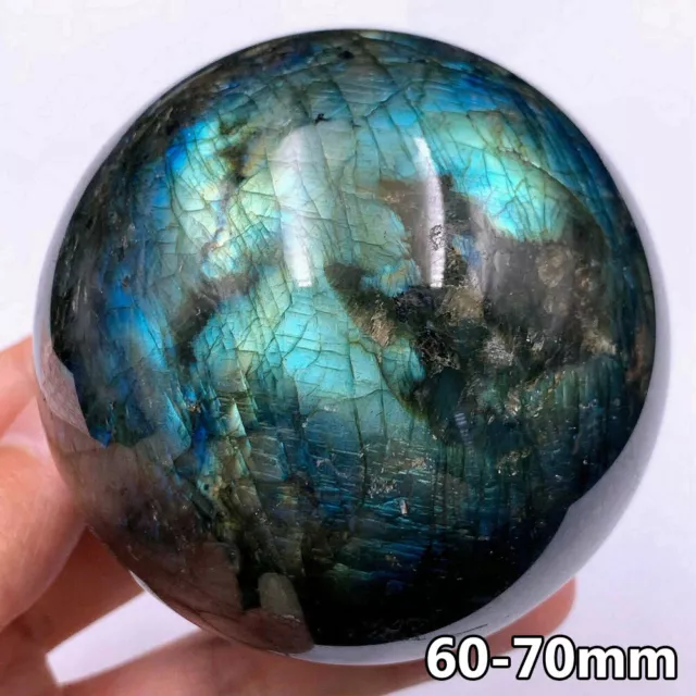60-70mm Natural Labradorite Quartz Sphere Crystal Ball Rainbow Reiki Healing