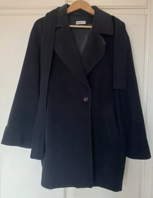 Gérard Darel Manteau Mi Long Noir Laine Et Cachemire Ceinture Impeccable T. 46