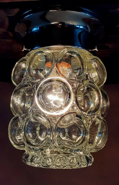 Vtg/Antique 1960's-70s MCM Retro Bubble Glass Ceiling Flush Mount Light Fixture