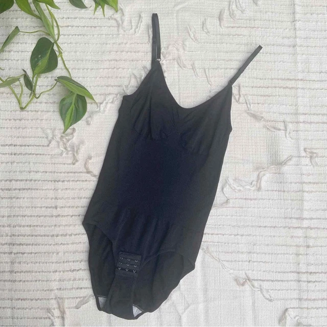 Black stretch adjustable spaghetti strap slimming shapewear bodysuit Sz XL