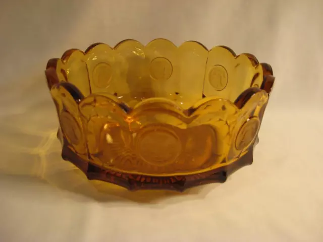 Fostoria Amber Coin Glass Deep Round Bowl