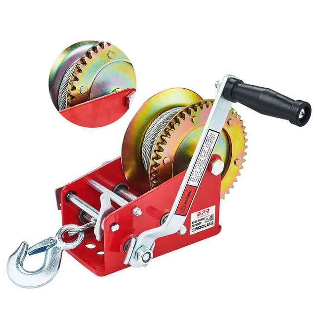 3500lbs Hand Winch Heavy Duty Steel Cable Crank Gear Winch Boat Trailer ATV USA