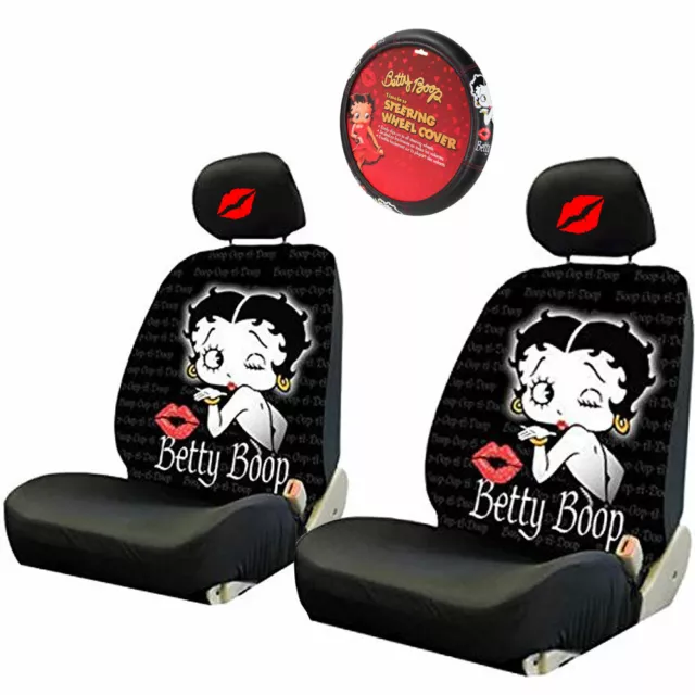 For Mercedes Betty Boop Car Truck SUV Seat Headrest Steering Wheel Covers New