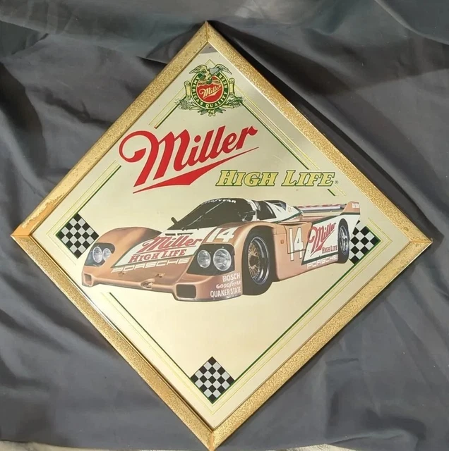 1983 Miller High Life Beer #14 Porsche 958 Racing Mirror 19X19" RARE JD