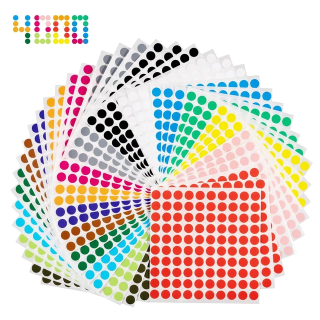 3140 Gommettes Rondes Autocollantes - 10/15/20 Mm, 6 Couleurs, Pour Classement Bureau, École, Maison