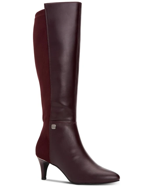 Alfani Womens Step N Flex Hakuu Wide-Calf Dress Boots, DARK RED, Size 9.5