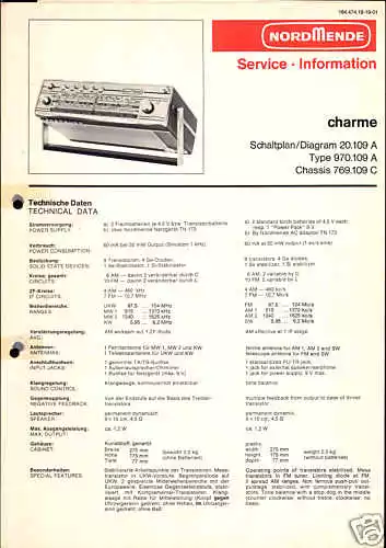 Nordmende Original Service Manual für Charme 20.109A