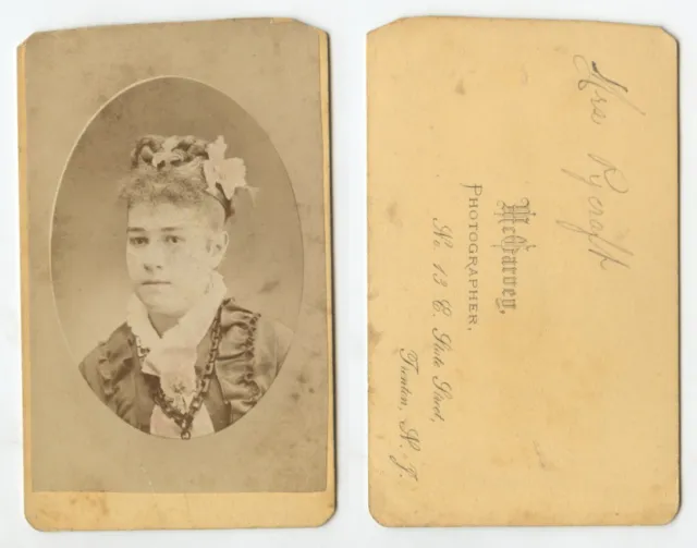 Cdv Studio Portrait Young Lady From Trenton, Nj, Ided On Back, By Mcgarvey