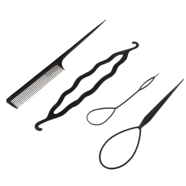 4x Hairstyling Clip Bun Donut Comb Twist Braid Ponytail Maker Accessory Set